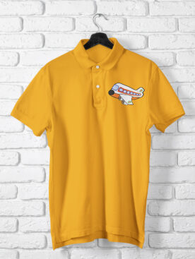 Mustard Yellow Aeroplane Polo T-Shirt For Men