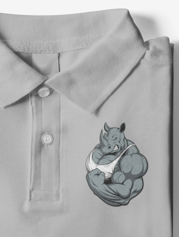 Gray Melange Angry Rhino Polo T-Shirt For Men