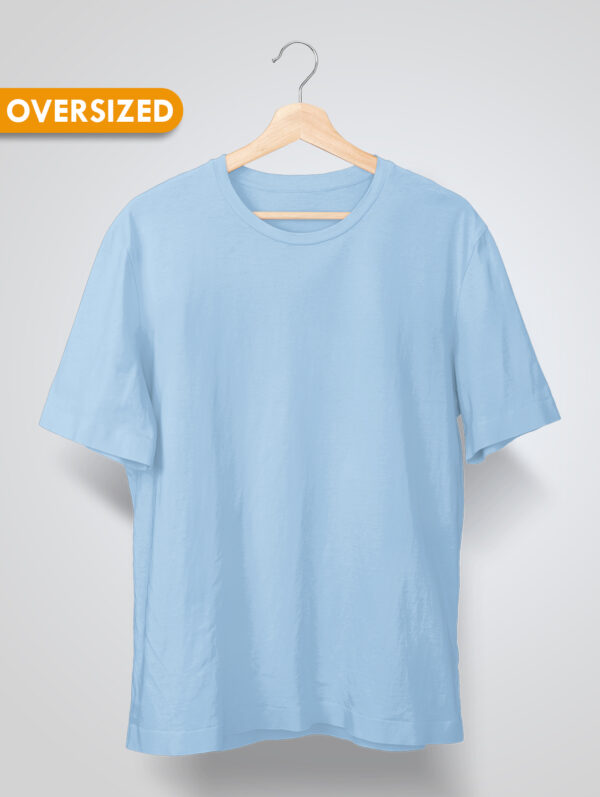 Baby Blue Oversized Plain T-Shirt For Men