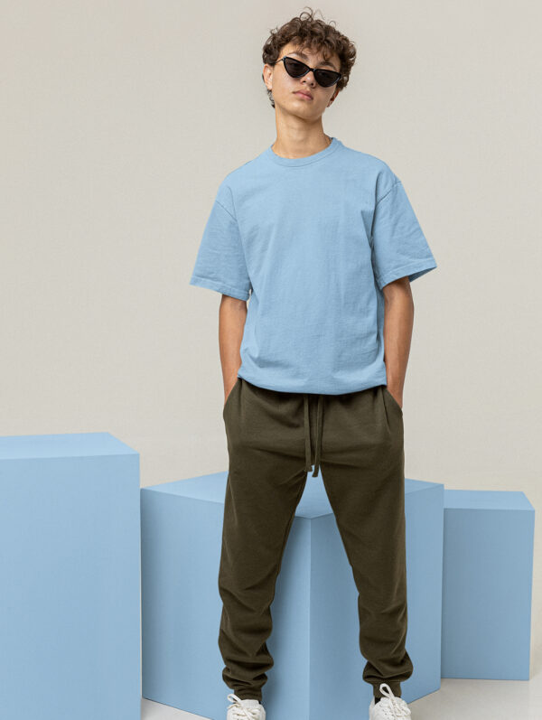 Baby Blue Oversized Plain T-Shirt For Men