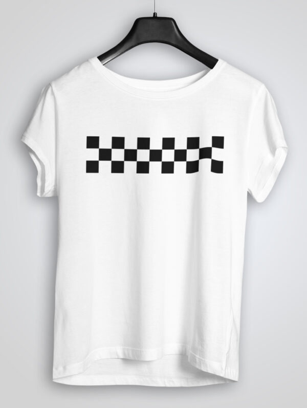 Black & White Square Pattern Men's White T-Shirt