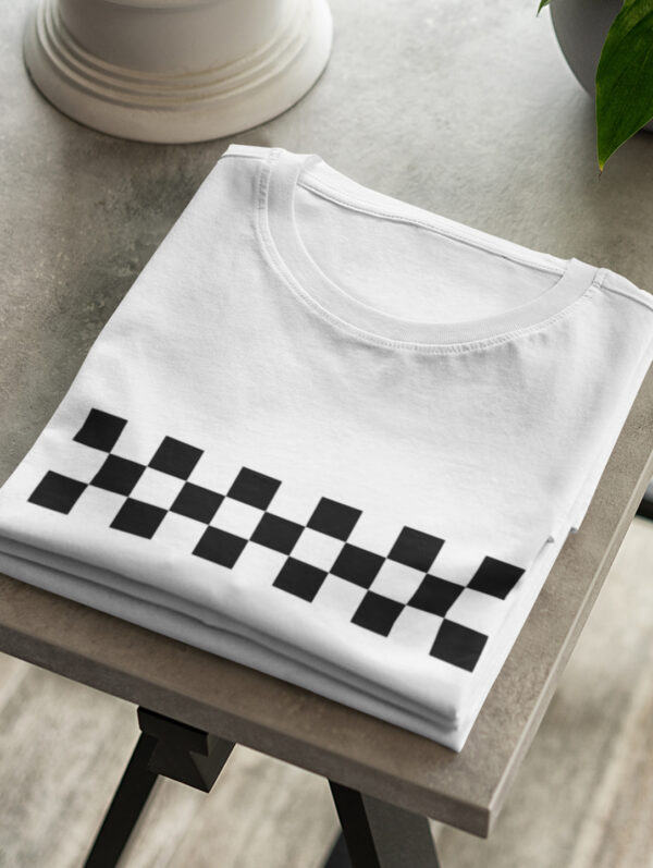 Black & White Square Pattern Men's White T-Shirt