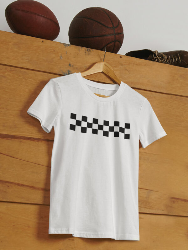 Black & White Square Pattern Men's White T-Shirt