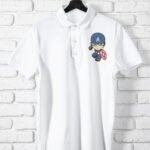 White Captain America Polo T-Shirt For Men