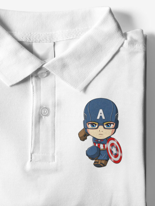 White Captain America Polo T-Shirt For Men