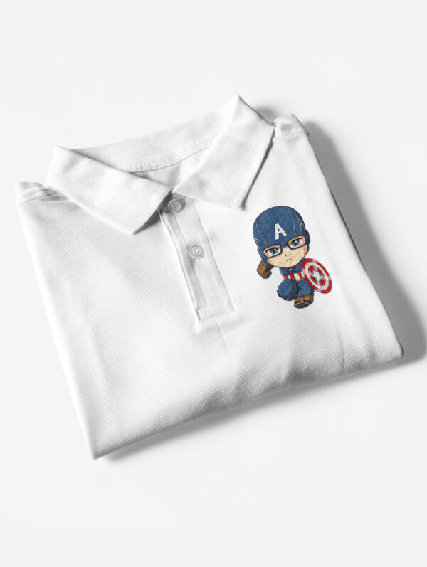 White Captain America Polo T-Shirt For Men