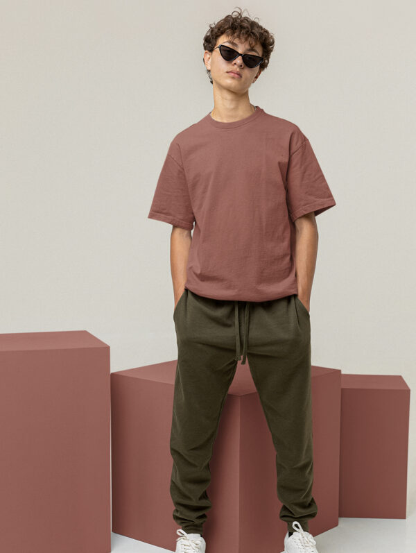 Coral Oversized Plain T-Shirt For Men