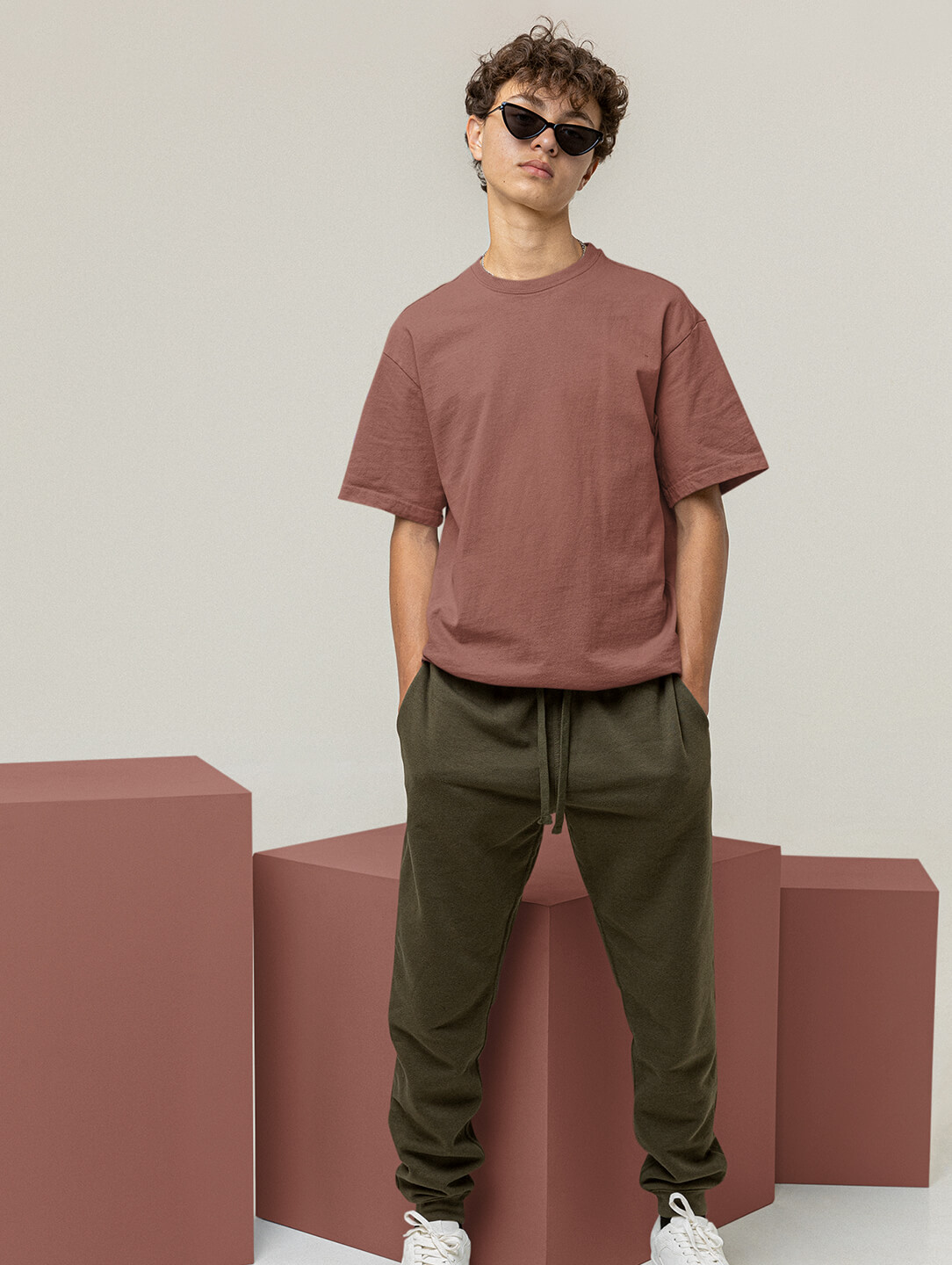 Coral Oversized Plain T Shirt For Men   Lumdoom