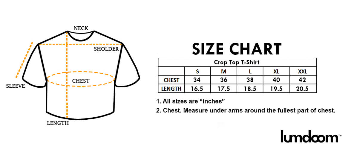 Crop Top T-Shirt Size Chart lumdoom.com