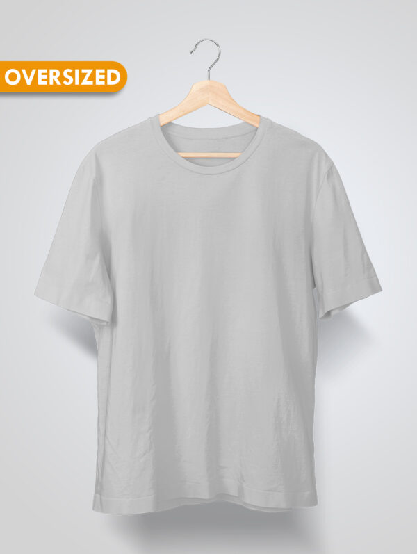 Grey Melange Oversized Plain T-Shirt For Men