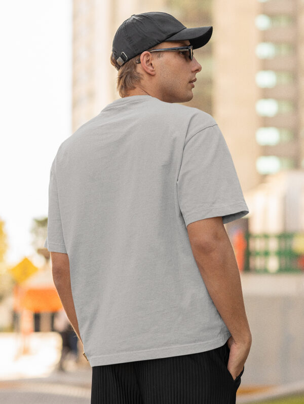 Grey Melange Oversized Plain T-Shirt For Men