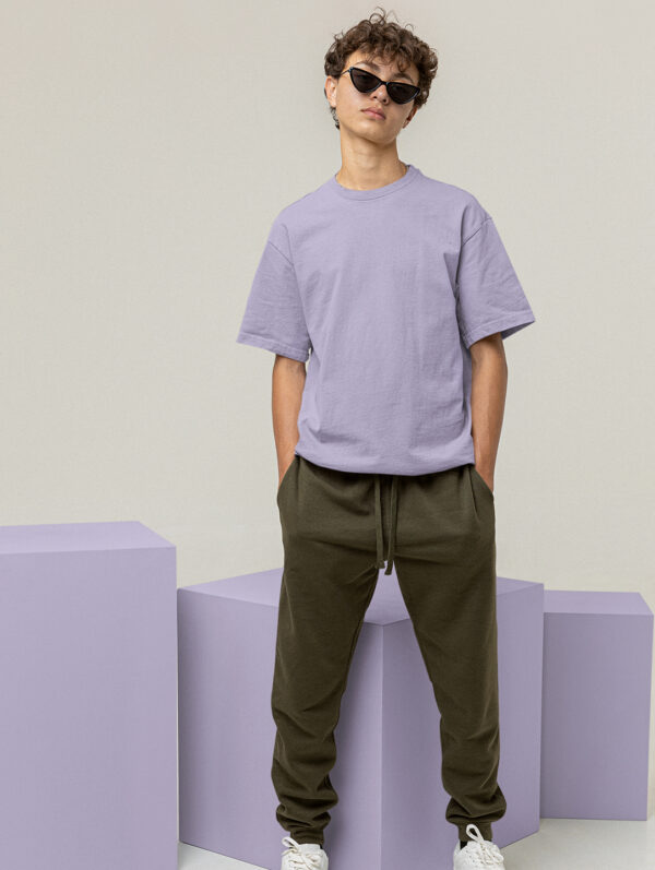 Lavender Oversized Plain T-Shirt For Men