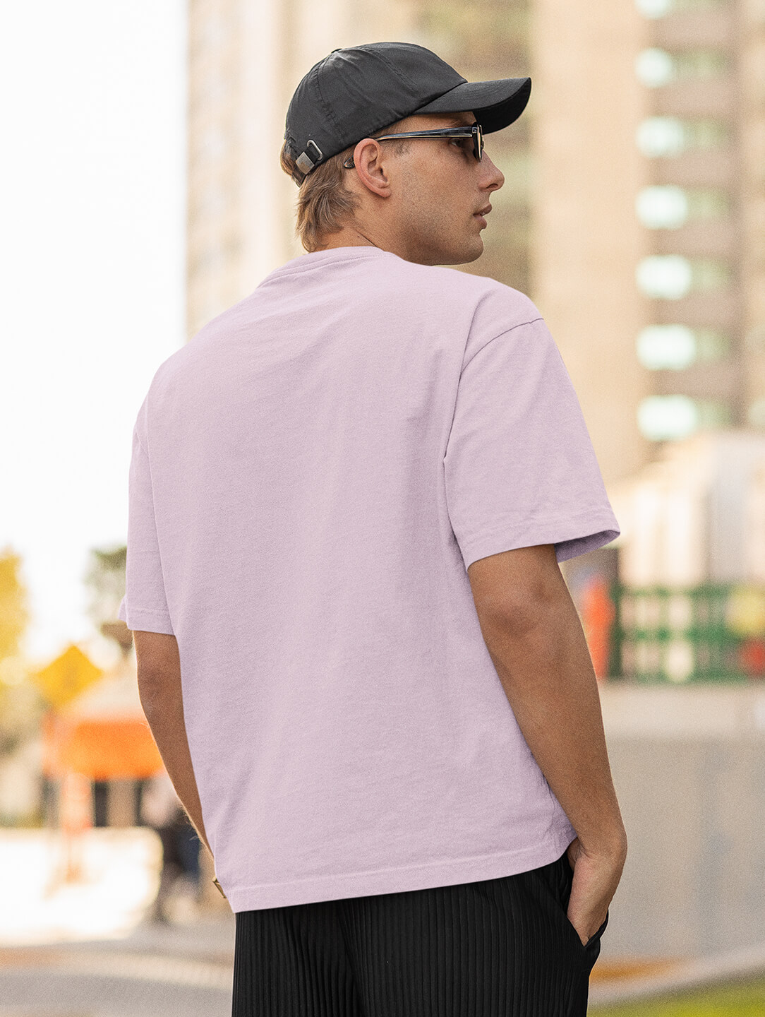 Oversized Fit Cotton T-shirt - Light pink - Men