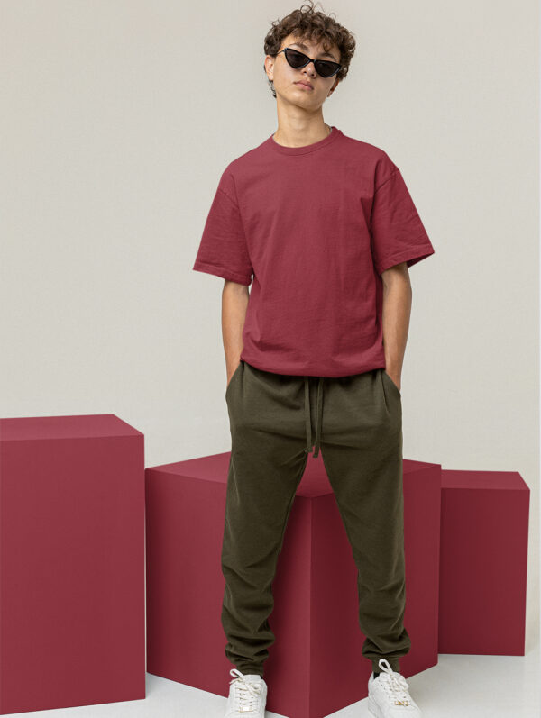 Maroon Oversized Plain T-Shirt For Men