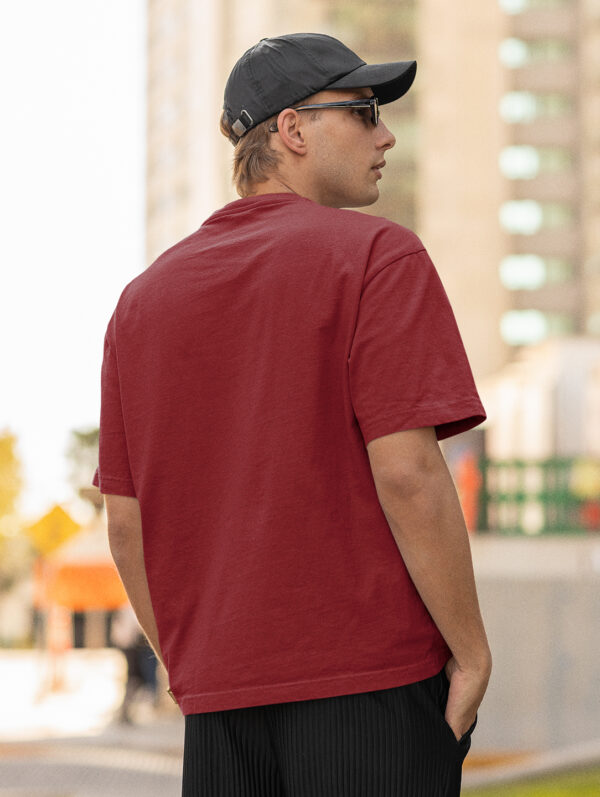 Maroon Oversized Plain T-Shirt For Men