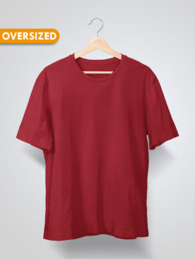 Maroon Oversized Plain T-Shirt For Men