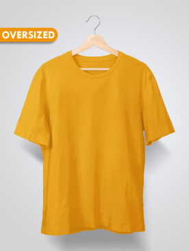 Mustard Yellow Oversized Plain T-Shirt For Men