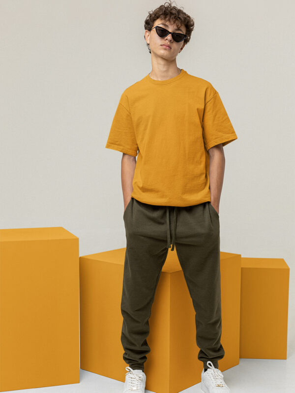 Mustard Yellow Oversized Plain T-Shirt For Men