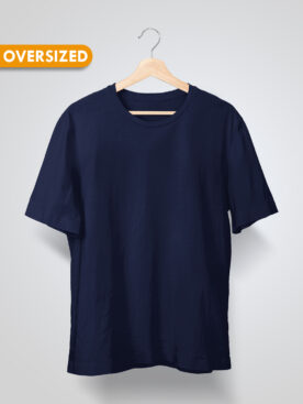 Navy Blue Oversized Plain T-Shirt For Men