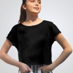 Plane Black Crop T shirt