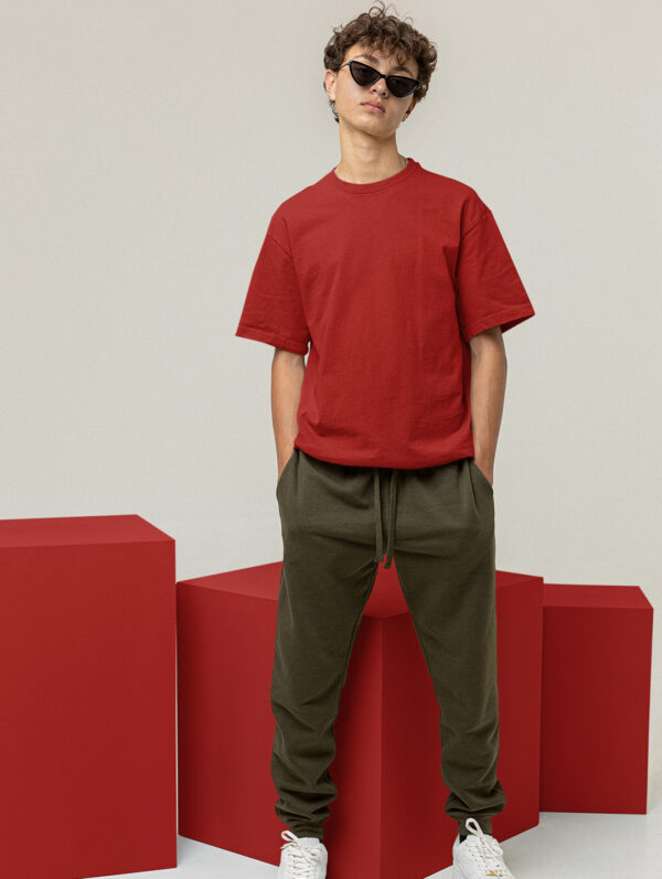 Red Oversized Plain T-Shirt For Men