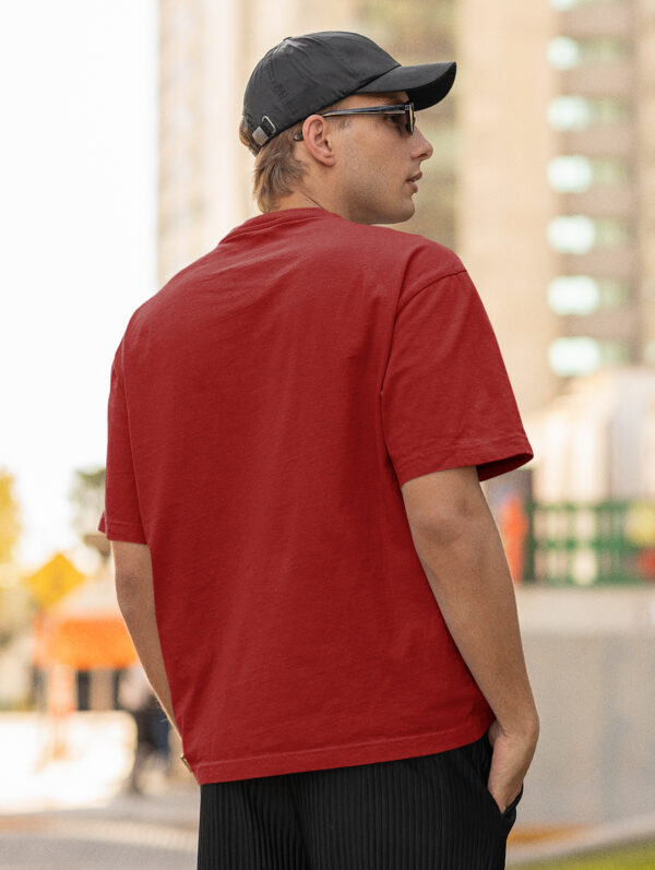 Red Oversized Plain T-Shirt For Men