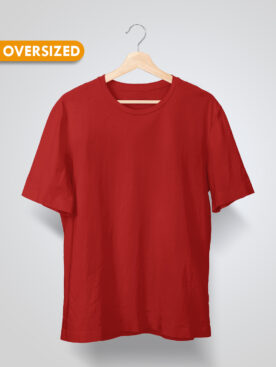 Red Oversized Plain T-Shirt For Men