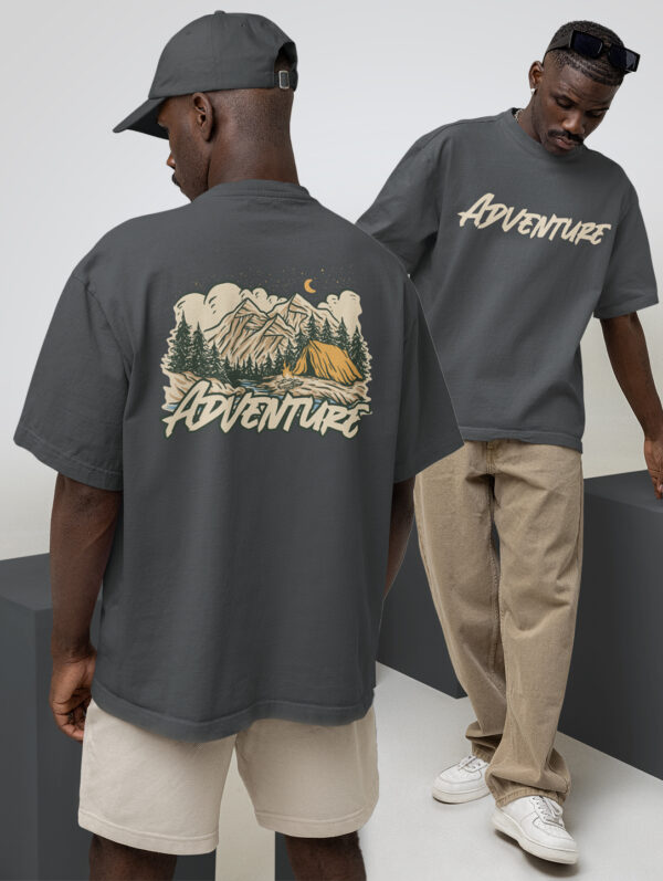 Adventure Oversized Steel Grey T-Shirt For Men