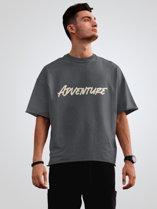 Adventure Oversized Steel Grey T-Shirt For Men