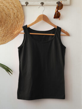 Plain Black Tank Top For Women