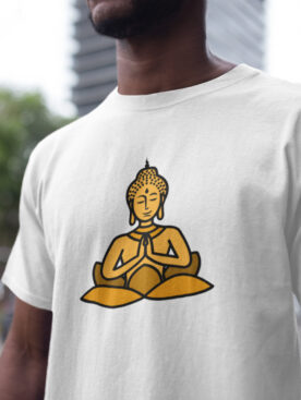 Buddha Meditation Men's Graphic Printed White T-Shirt