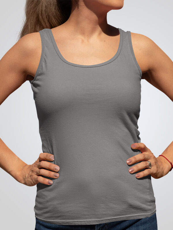 Plain Charcoal Melange Tank Top For Women