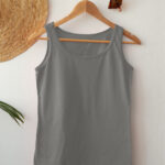 Plain Charcoal Melange Tank Top For Women