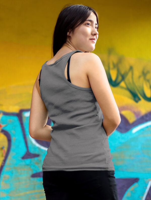 Plain Charcoal Melange Tank Top For Women