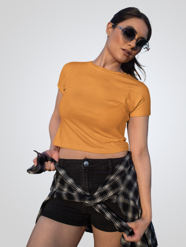 Plain Golden Yellow Crop Top T-Shirt