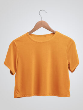 Plain Golden Yellow Crop Top T-Shirt