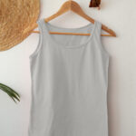 Plain Gray Melange Tank Top For Women