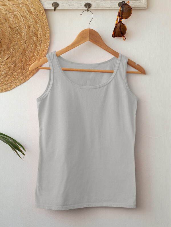 Plain Gray Melange Tank Top For Women