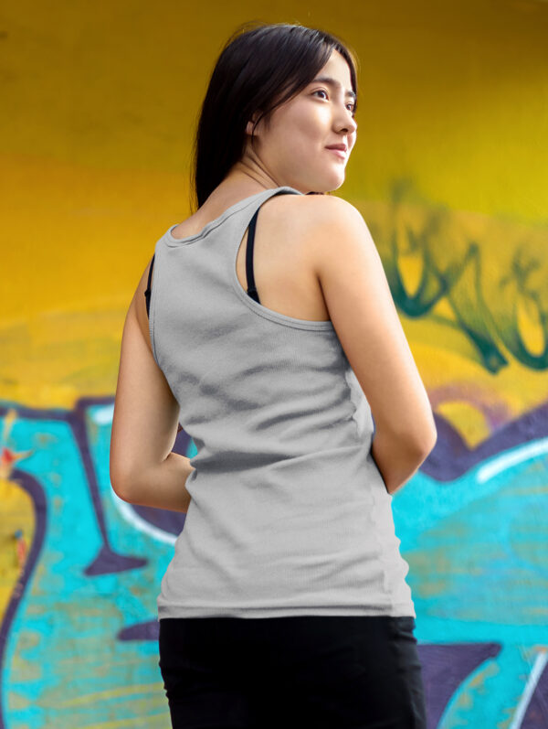 Plain Gray Melange Tank Top For Women