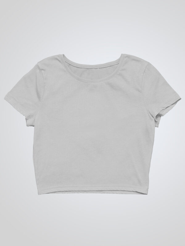 Plain Grey Melange Crop Top T-Shirt