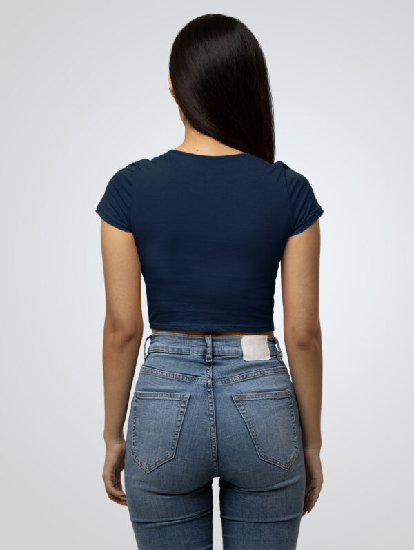 Plain Navy Blue Crop Top T-Shirt