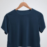 Plain Navy Blue Crop Top T-Shirt