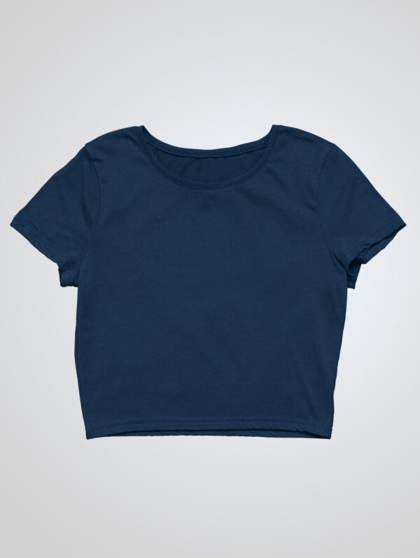 Plain Navy Blue Crop Top T-Shirt