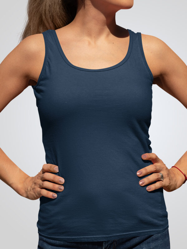 Plain Navy Blue Tank Top For Women