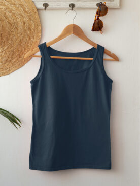 Plain Navy Blue Tank Top For Women