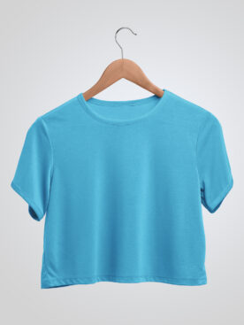 Plain Sky Blue Crop Top T-Shirt