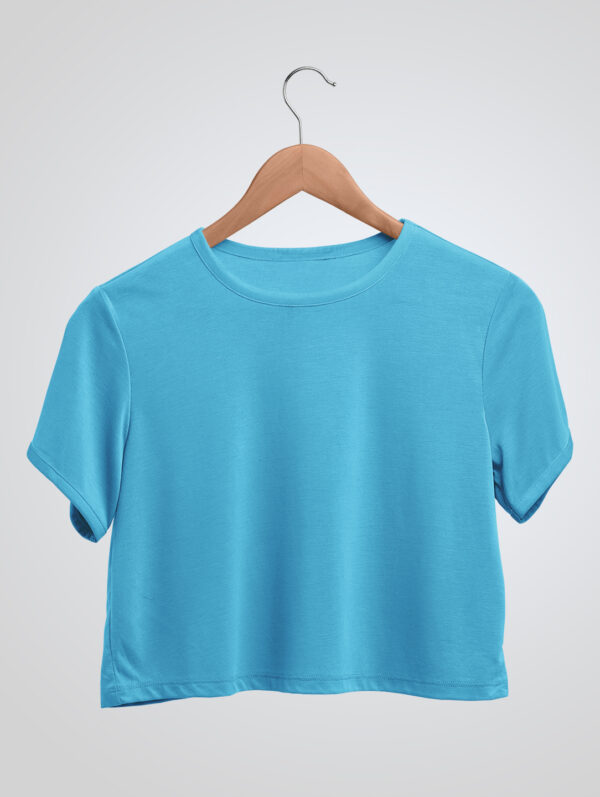 Plain Sky Blue Crop Top T-Shirt