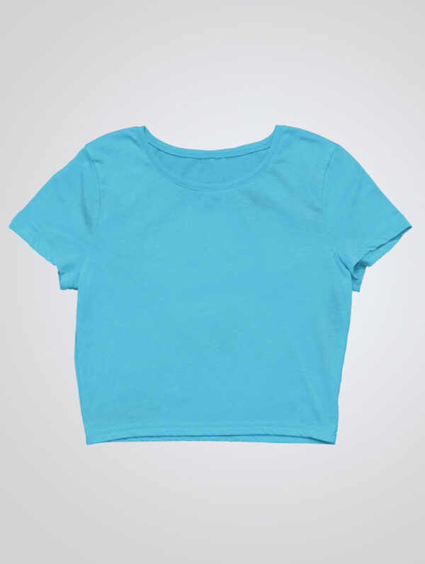 Plain Sky Blue Crop Top T-Shirt