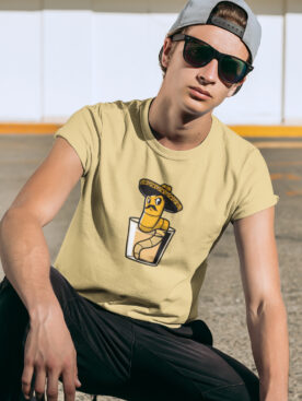 Men's Graphic Printed Beige T-Shirt