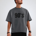 90's Oversized Steel Grey T-Shirt For Men